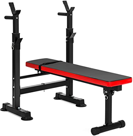 Best Choice Products Adjustable Folding Fitness Barbell Rack and Weight Bench for Home Gym, Strength Training